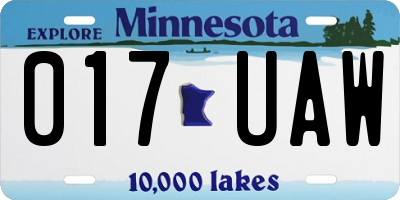 MN license plate 017UAW