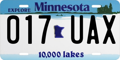 MN license plate 017UAX