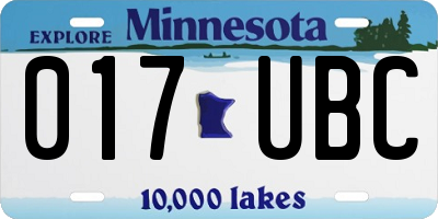 MN license plate 017UBC