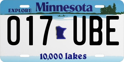 MN license plate 017UBE