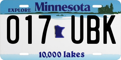 MN license plate 017UBK