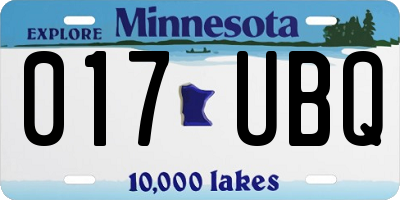 MN license plate 017UBQ