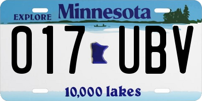 MN license plate 017UBV