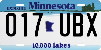 MN license plate 017UBX
