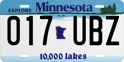 MN license plate 017UBZ