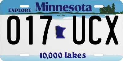 MN license plate 017UCX