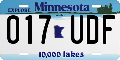 MN license plate 017UDF