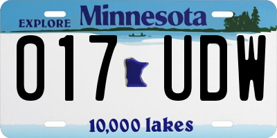 MN license plate 017UDW