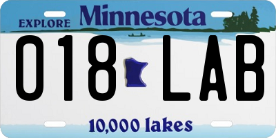 MN license plate 018LAB