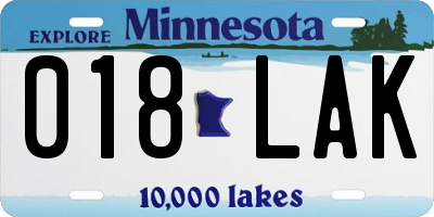 MN license plate 018LAK