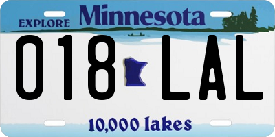 MN license plate 018LAL