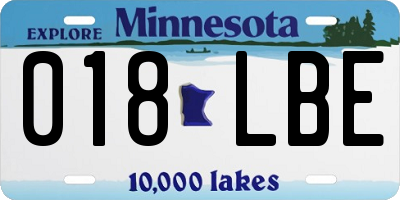 MN license plate 018LBE