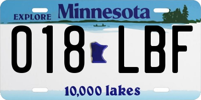 MN license plate 018LBF