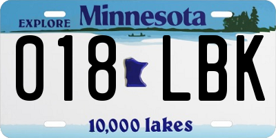 MN license plate 018LBK