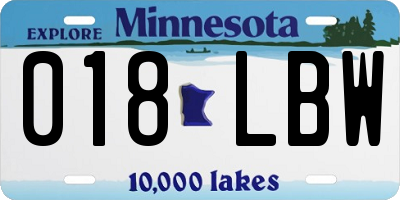 MN license plate 018LBW