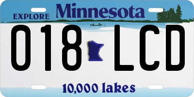 MN license plate 018LCD