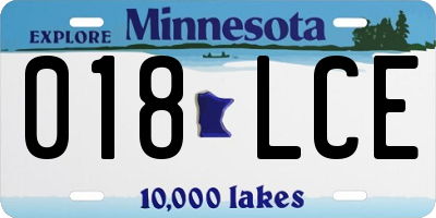 MN license plate 018LCE