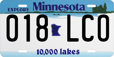 MN license plate 018LCO