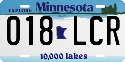 MN license plate 018LCR