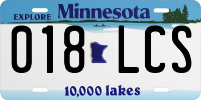 MN license plate 018LCS