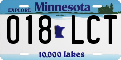 MN license plate 018LCT