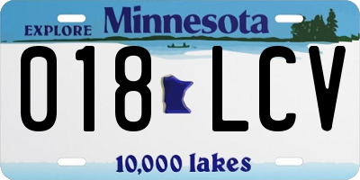 MN license plate 018LCV