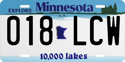 MN license plate 018LCW