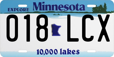 MN license plate 018LCX