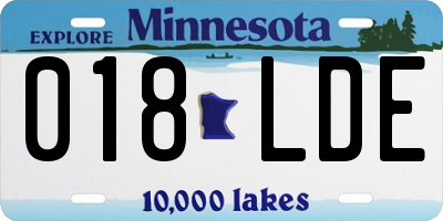 MN license plate 018LDE