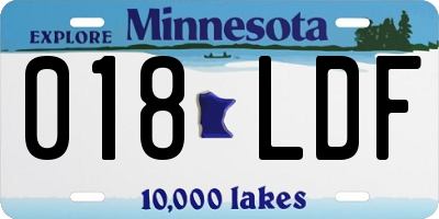 MN license plate 018LDF