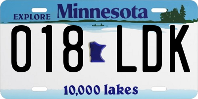 MN license plate 018LDK