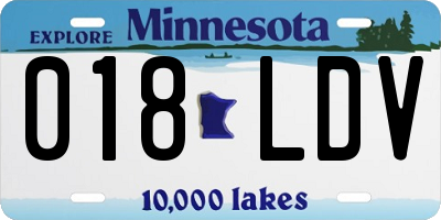 MN license plate 018LDV