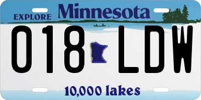 MN license plate 018LDW