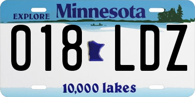 MN license plate 018LDZ