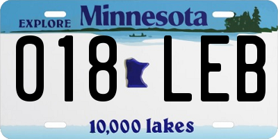 MN license plate 018LEB