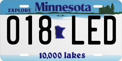 MN license plate 018LED