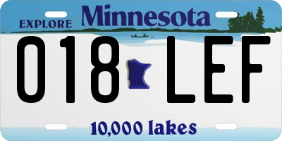MN license plate 018LEF