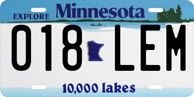 MN license plate 018LEM