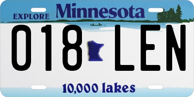 MN license plate 018LEN