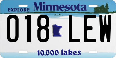 MN license plate 018LEW