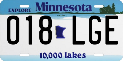 MN license plate 018LGE