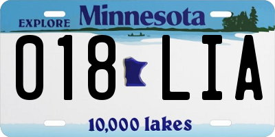 MN license plate 018LIA
