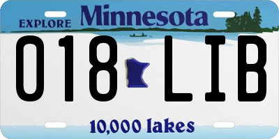 MN license plate 018LIB