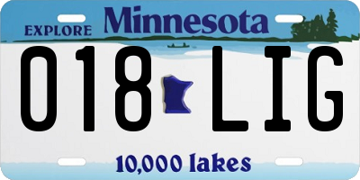 MN license plate 018LIG