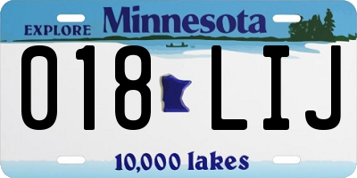 MN license plate 018LIJ
