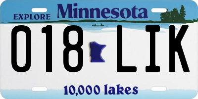 MN license plate 018LIK