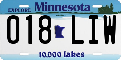 MN license plate 018LIW
