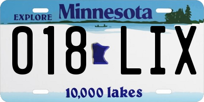 MN license plate 018LIX