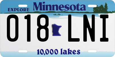 MN license plate 018LNI