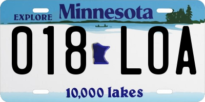 MN license plate 018LOA